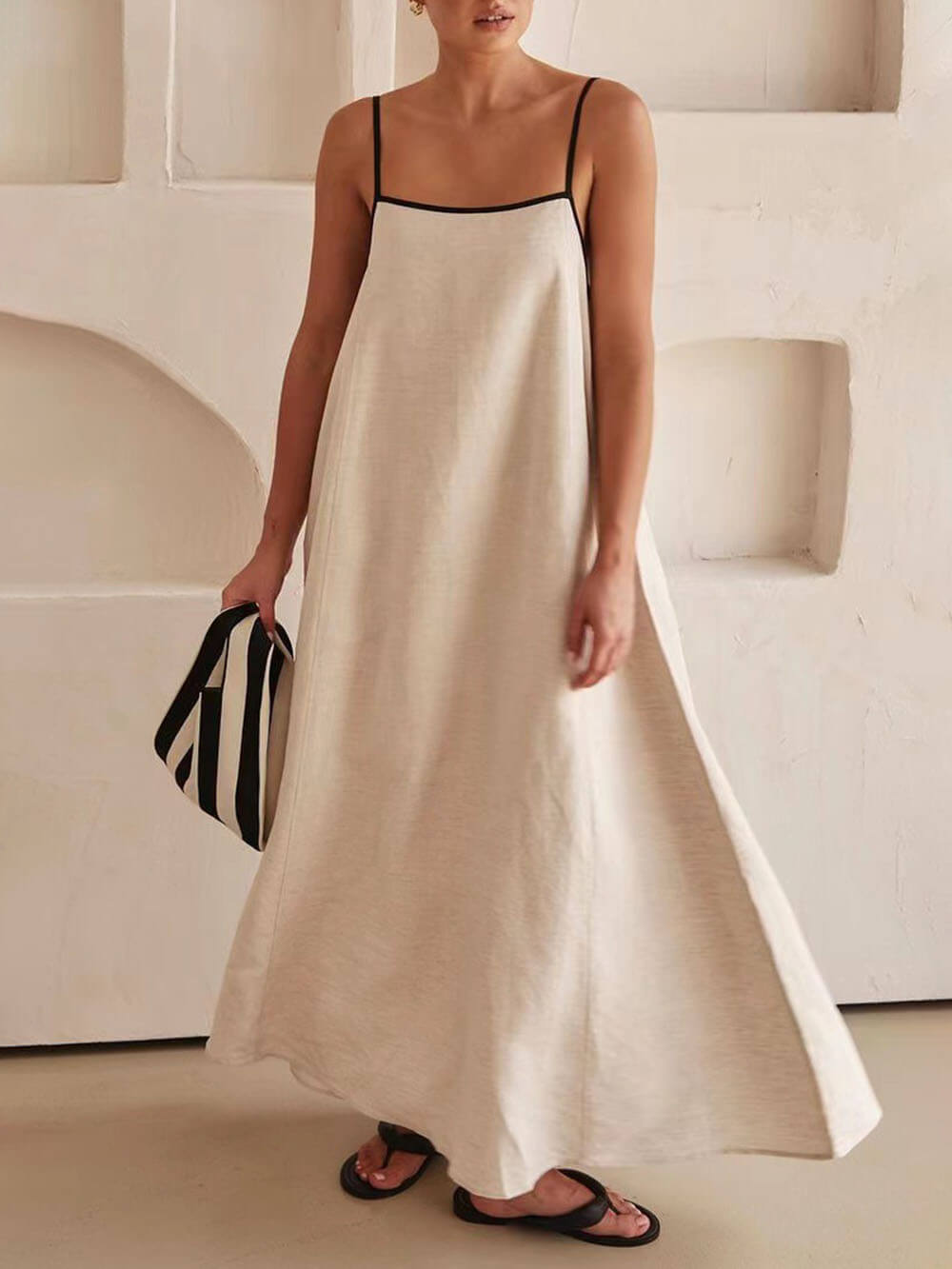 Fiona | A-line Summer Vibe Contrasting Suspender Dress