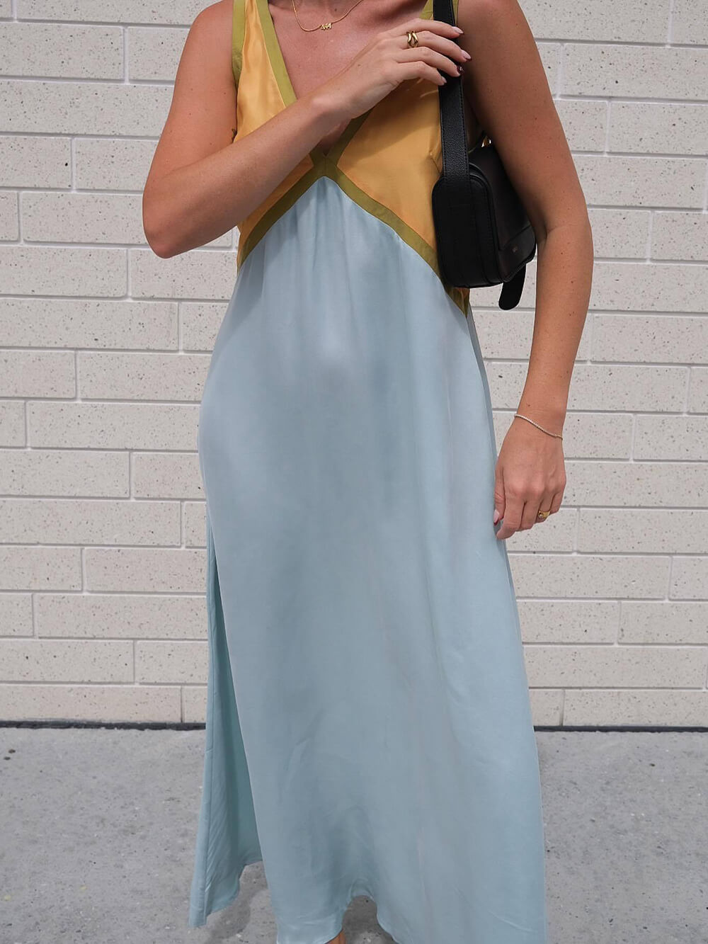Kimberly | V-neck Contrasting Color Splicing Chic Dress