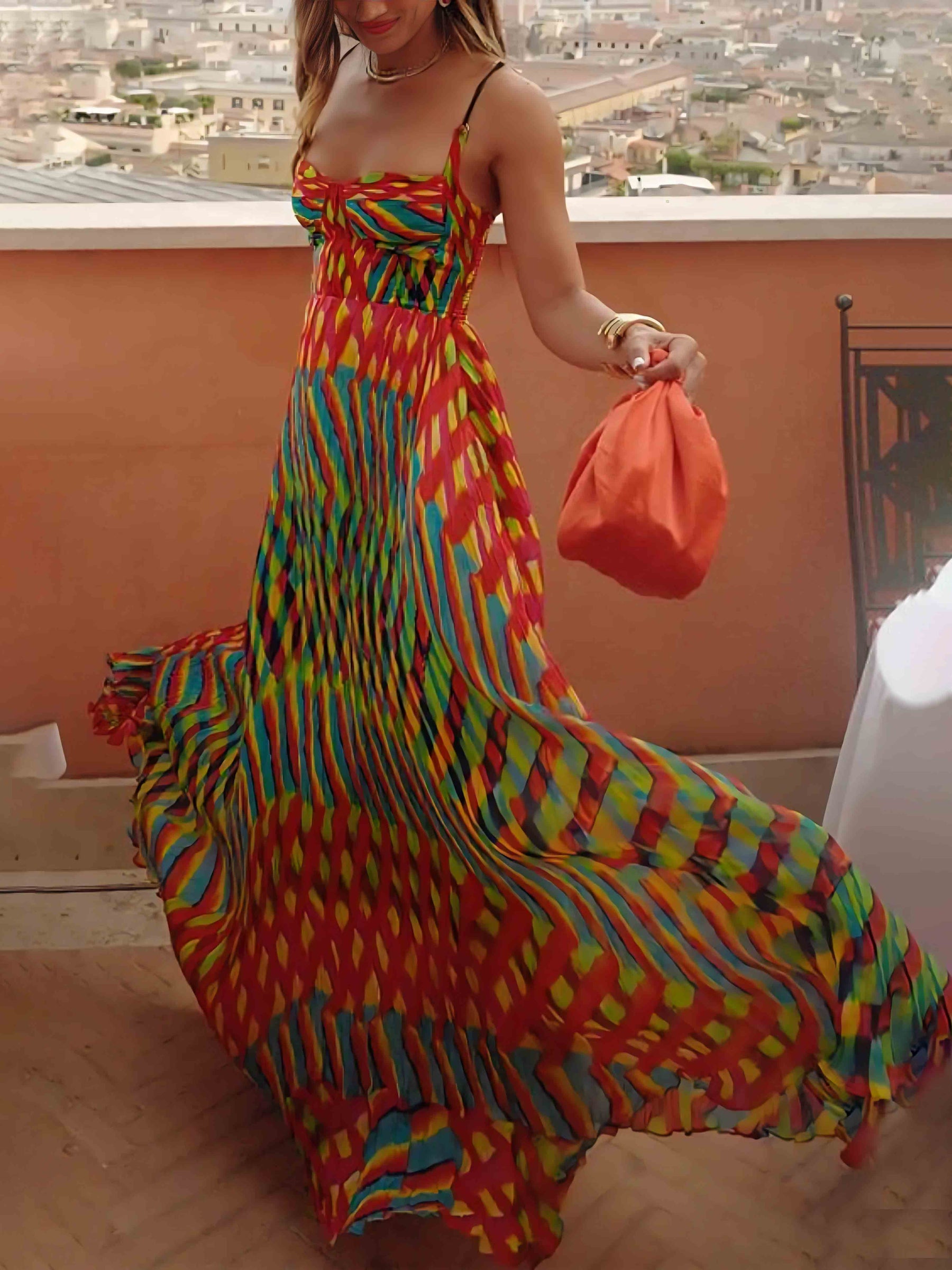 Ariella | Elegant Personalized Painted Print A-Line Maxi Dress