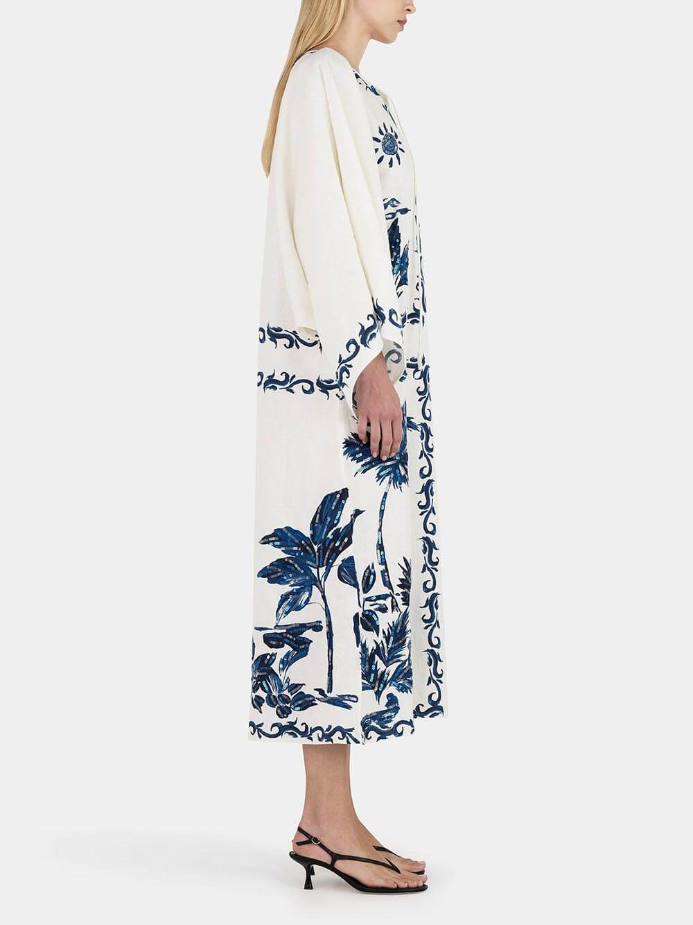 Daphne | Vintage Hawaiian Print Sequined Oversized Loose Midi Dress