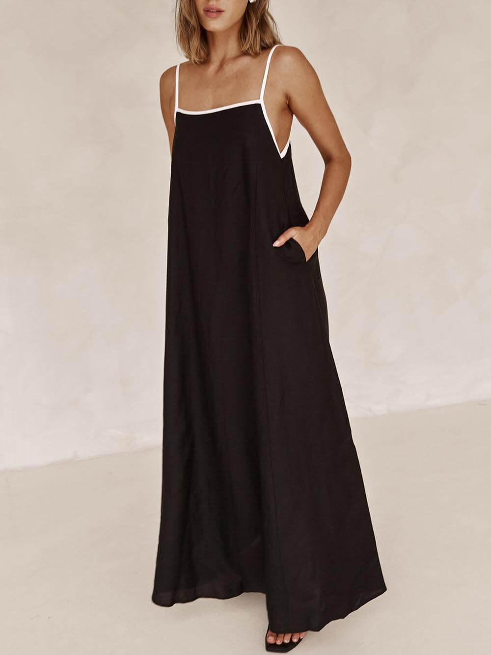 Fiona | A-line Summer Vibe Contrasting Suspender Dress