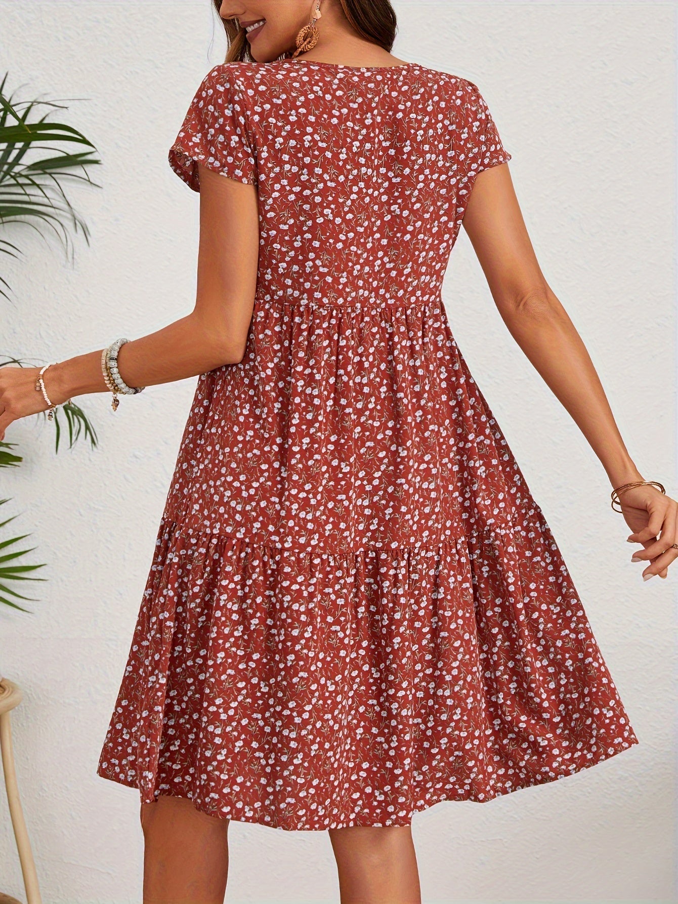 Callista - Floral Crew Neck Dress