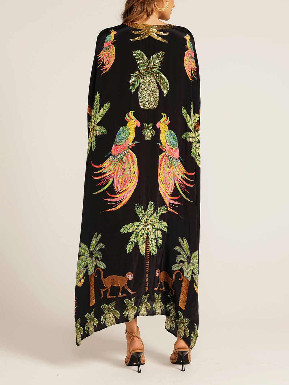 Estella | Unique Drop Shoulder Sleeve Coconut Tree Printed Dress