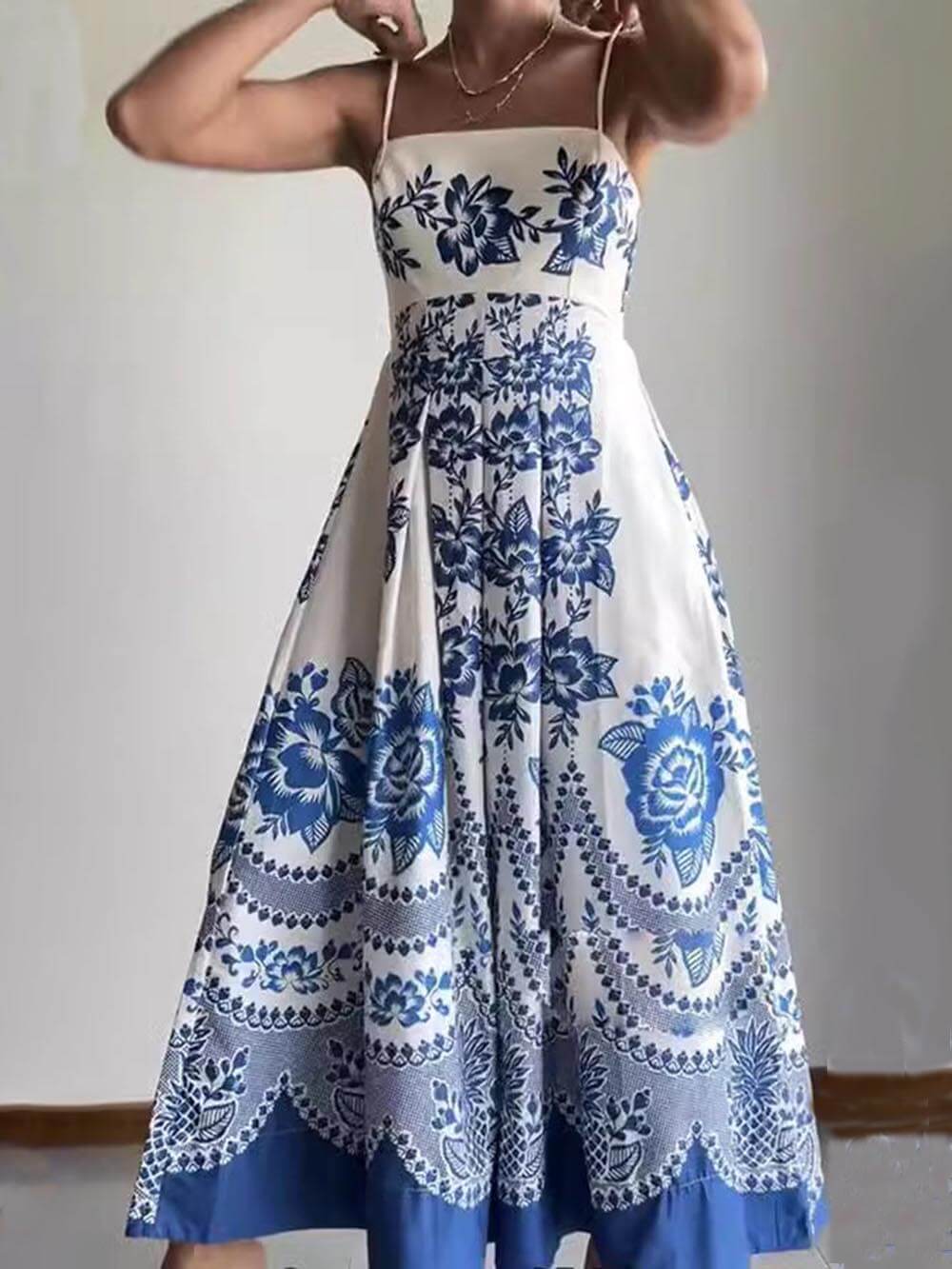 Valerie | Ethnic Floral Print Back Smocked Loose Midi Dress