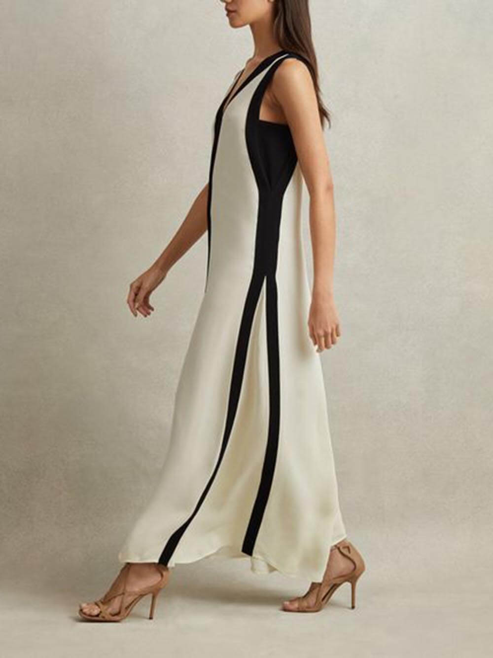 Remi | Colorblock Reversible Style A-Line Maxi Dress