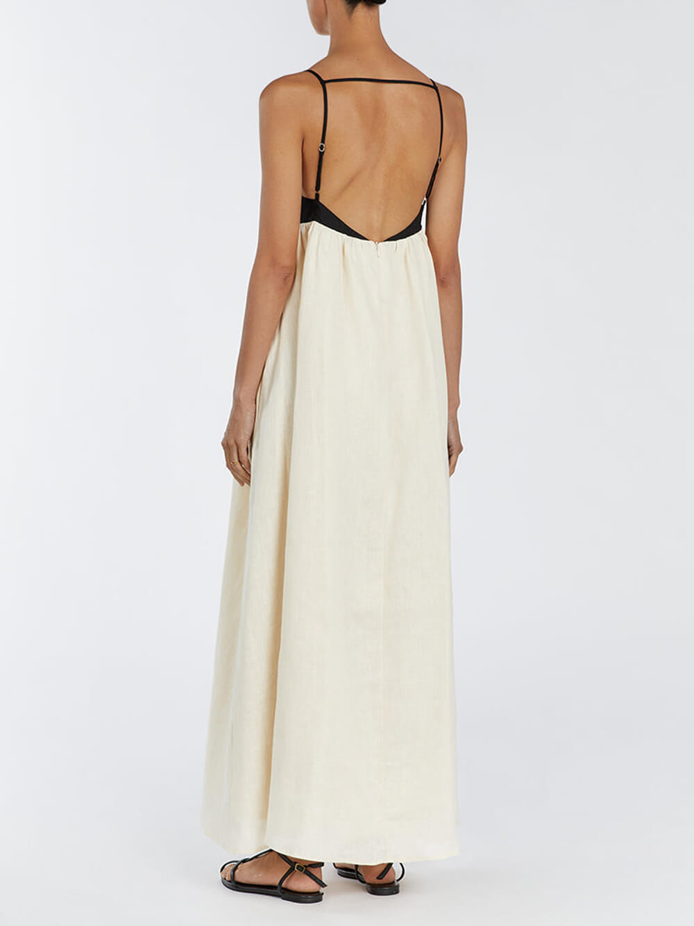 Diana | Black and White Loose Suspender Patchwork Maxi Dress