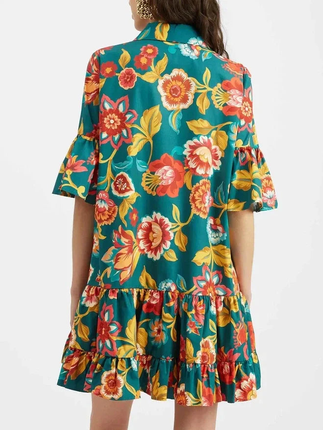 Stella | Unique Flora Print Mini Dress