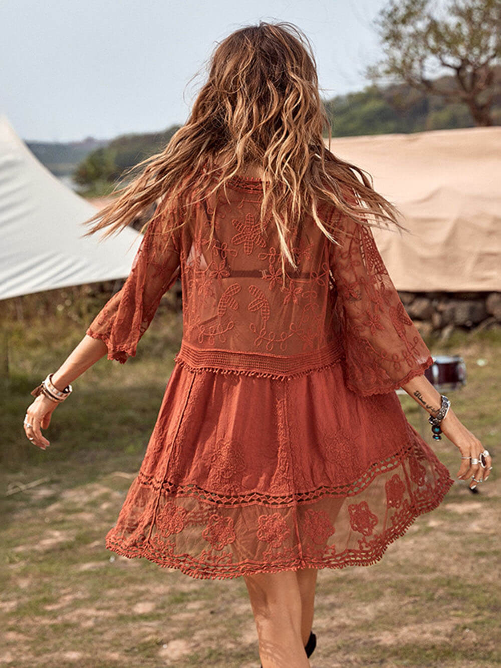 Thea | Loose Lace Beach Vacation Bikini Cover-Up Dress