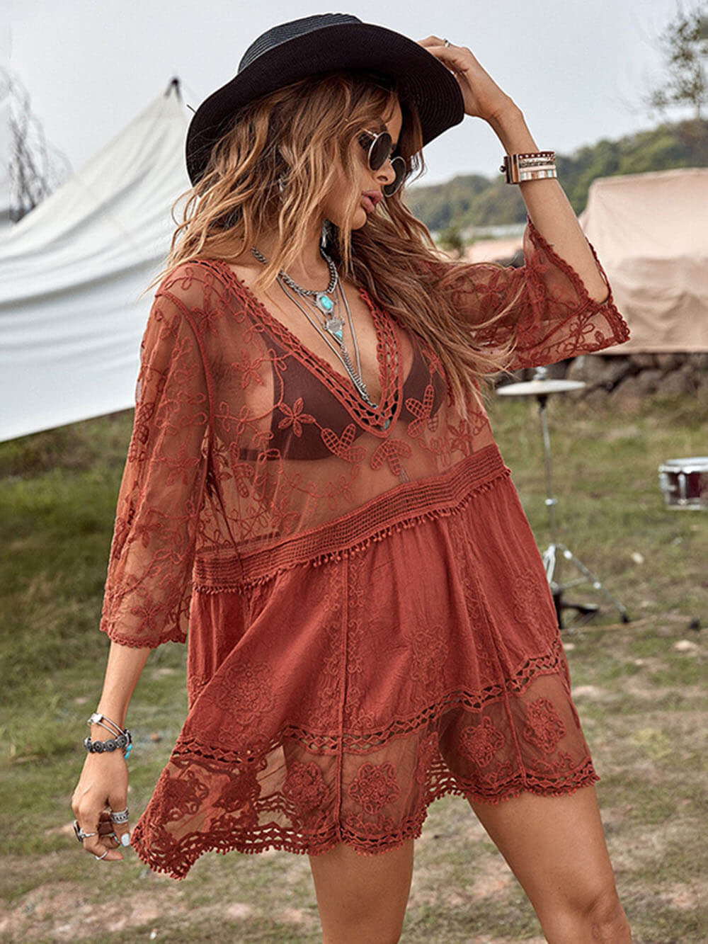 Thea | Loose Lace Beach Vacation Bikini Cover-Up Dress