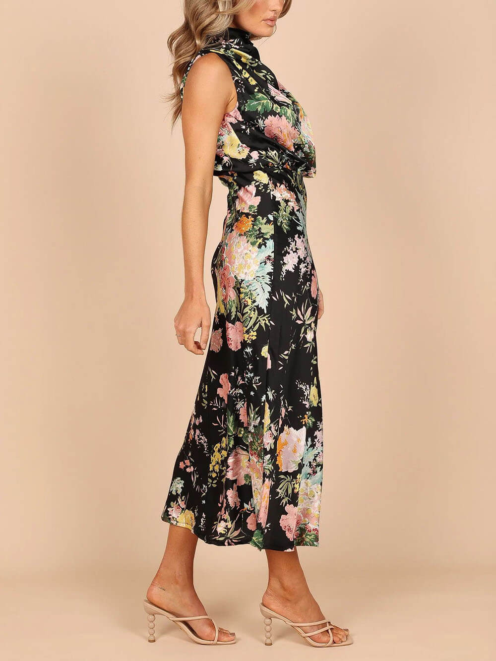 Natalia | Halter Neck Floral Elastic Waist Maxi Dress