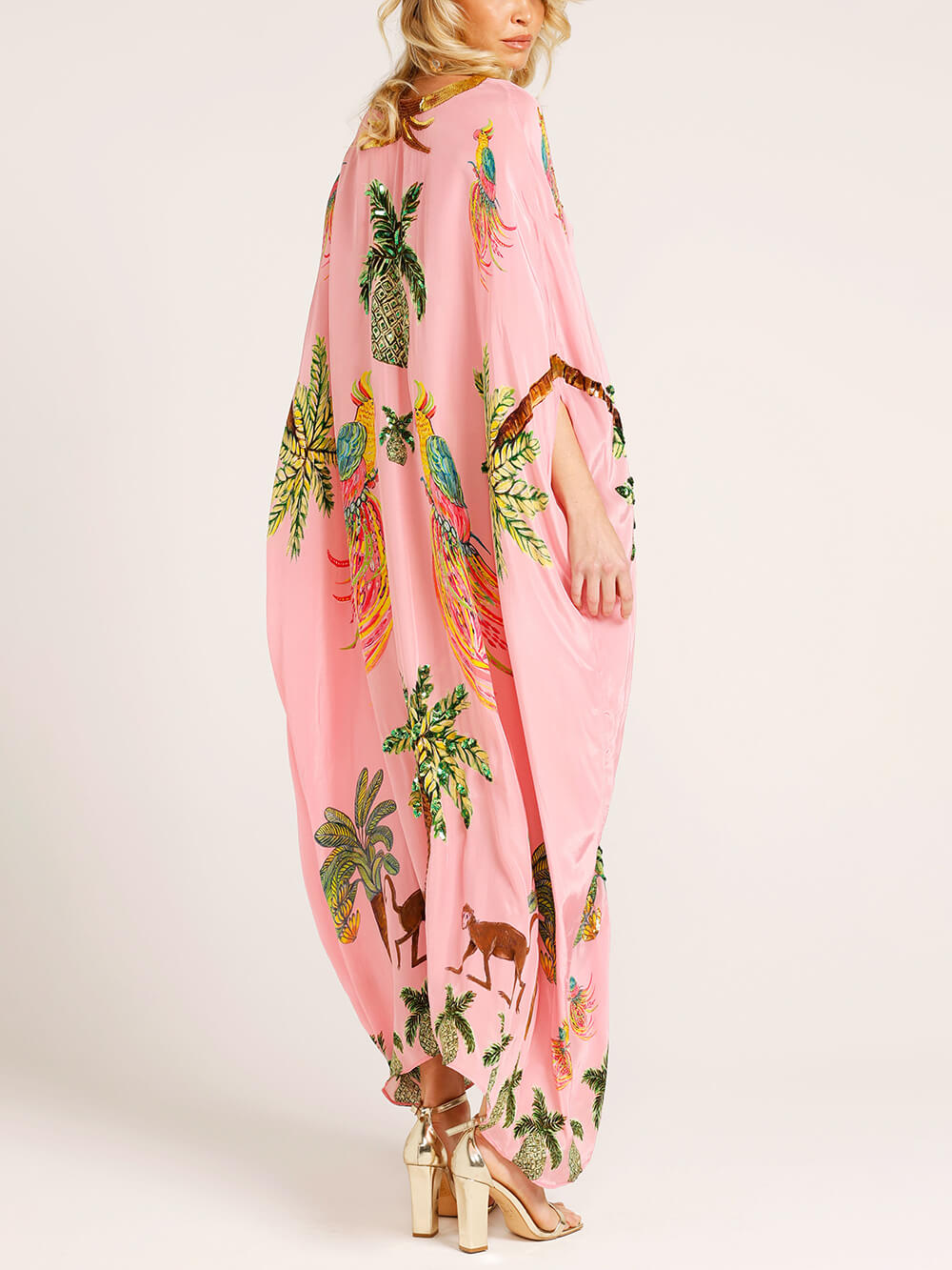 Estella | Unique Drop Shoulder Sleeve Coconut Tree Printed Dress