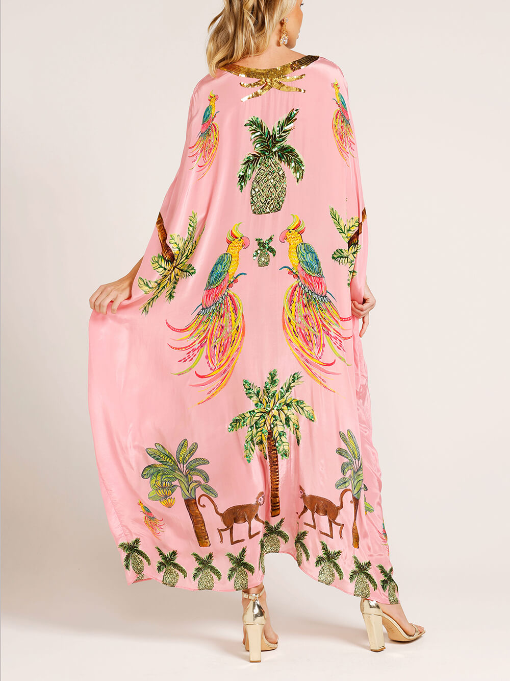 Estella | Unique Drop Shoulder Sleeve Coconut Tree Printed Dress