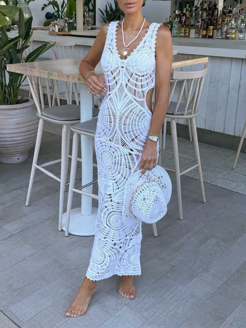 Joanna | Beach Hollow V-Neck Slim Sexy Midi Dress