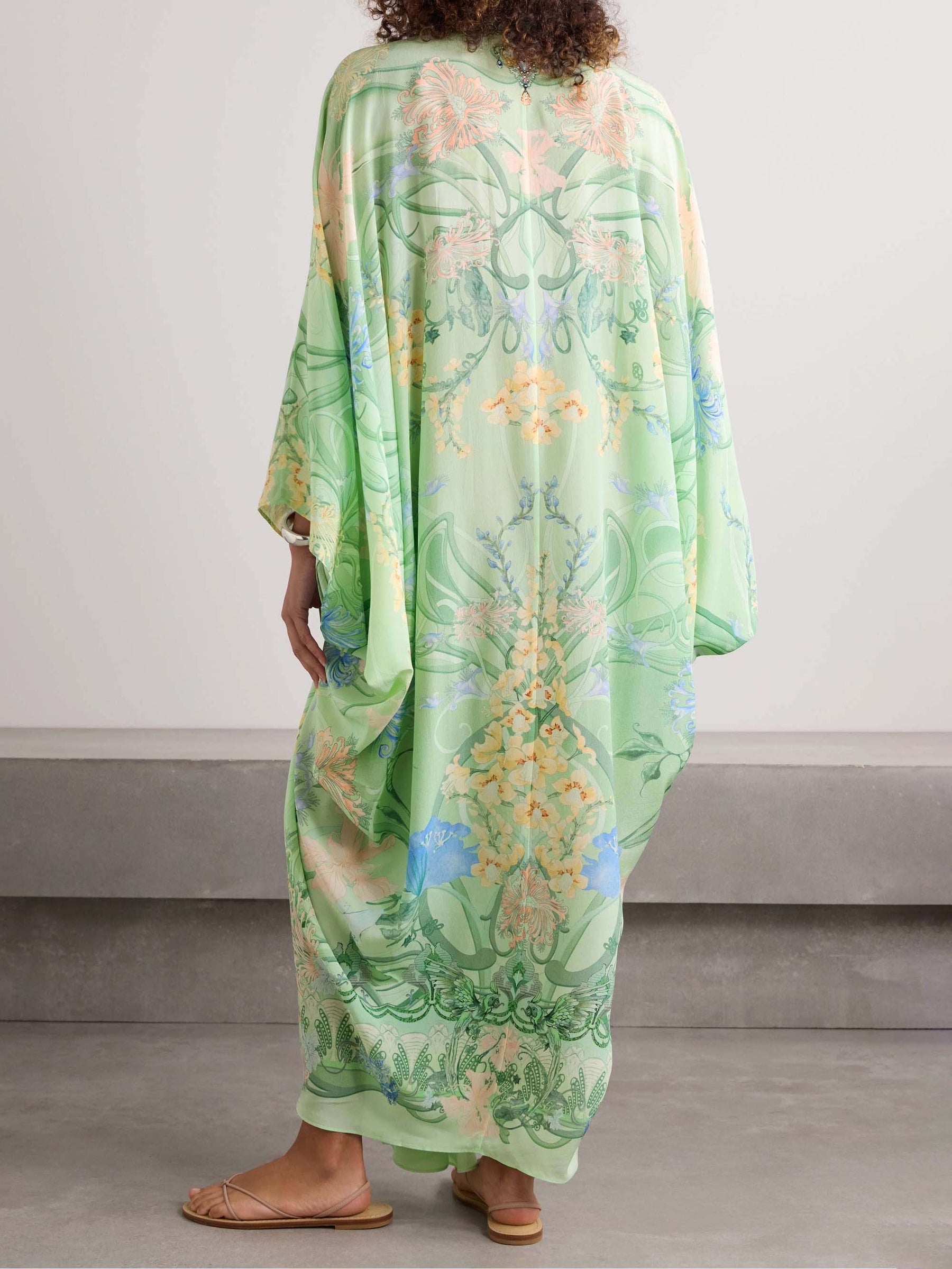 Annie | Unique Floral Print V Neck Oversized Midi Dress