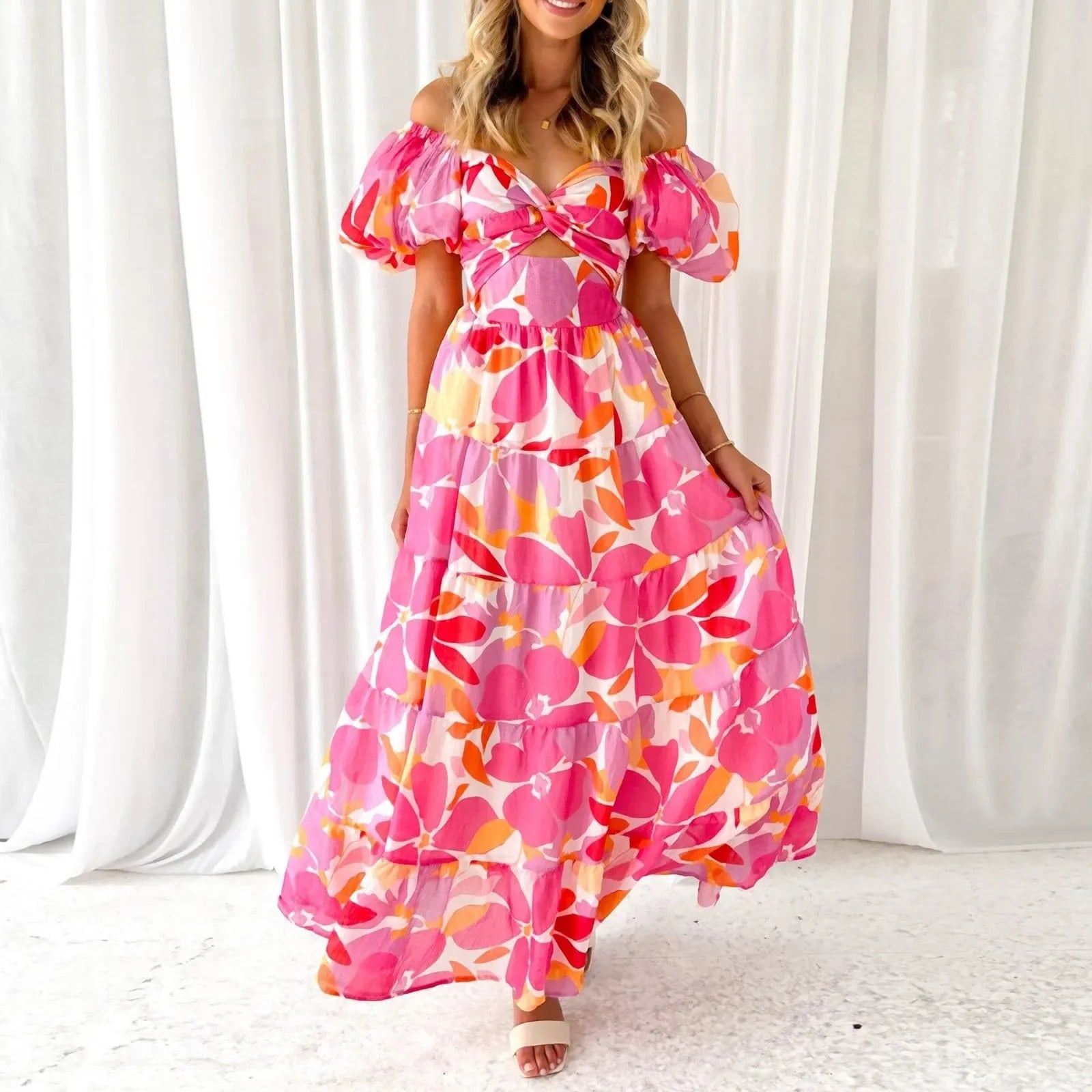 Mira | V-Neck Floral Formal Maxi Dress