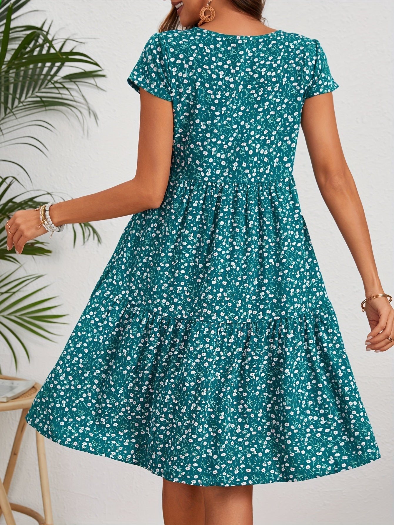 Callista - Floral Crew Neck Dress