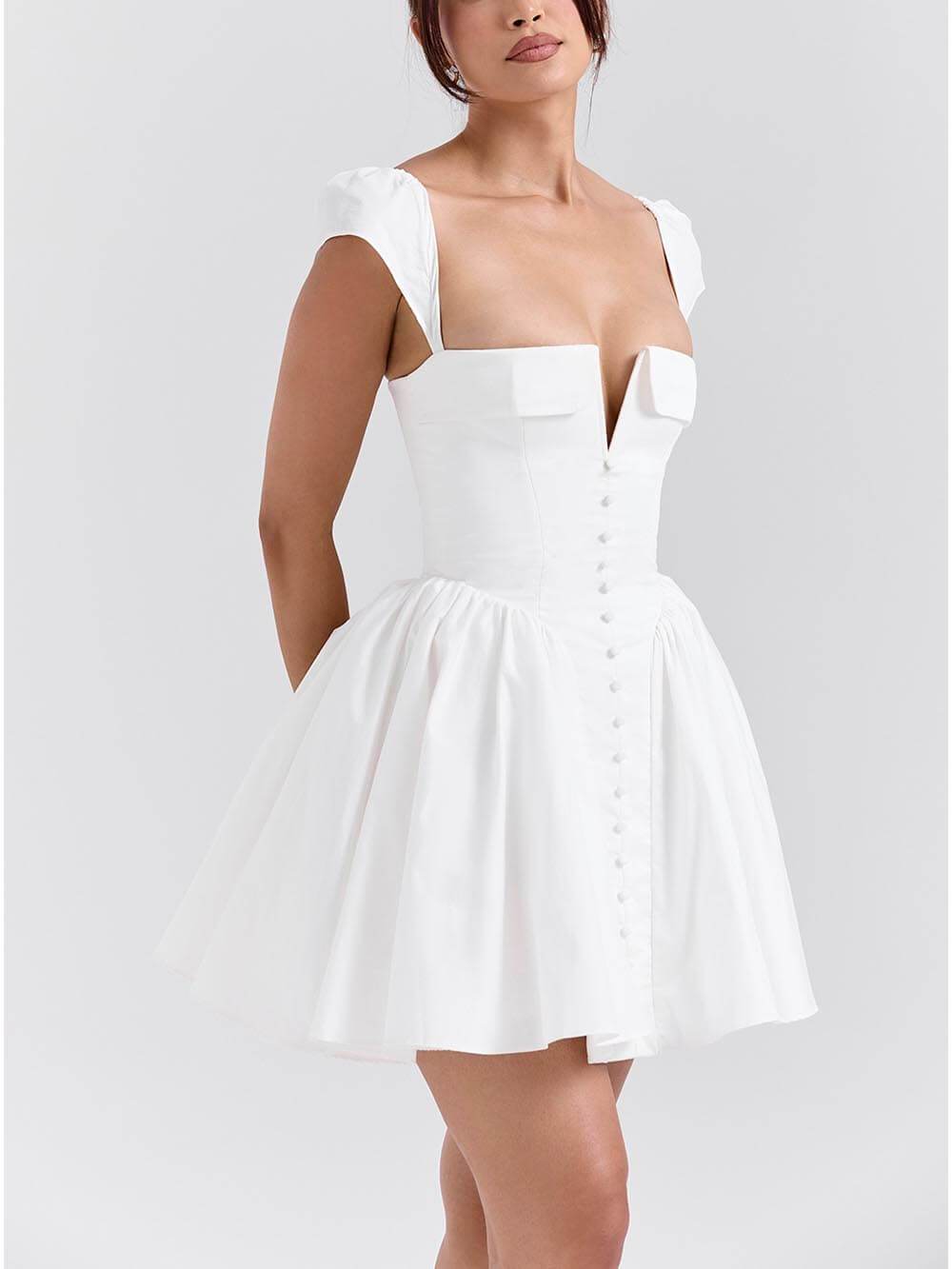 Sarah | Exquisite V-Neck Pleated Waist Mini Dress