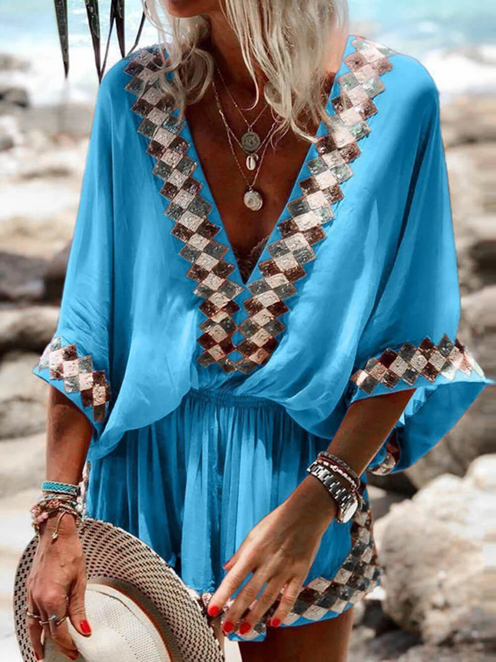 Scarlet | Bohemian Beach Print Kimono Romper
