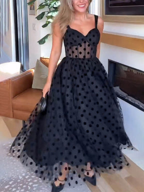 Jocelyn | Exquisite Perfect Tulle Polka Dot Sweetheart Bustier A-Line Midi Dress