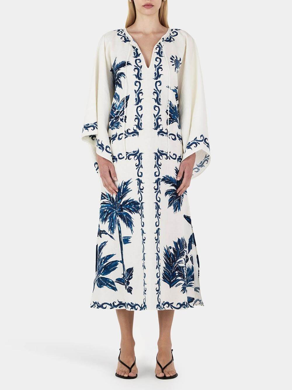 Daphne | Vintage Hawaiian Print Sequined Oversized Loose Midi Dress