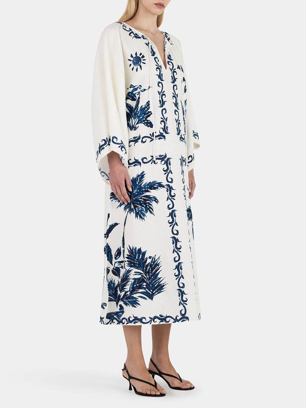 Daphne | Vintage Hawaiian Print Sequined Oversized Loose Midi Dress