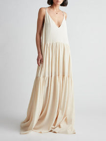 Adriana | Summer Vacation Deep V-Neckline Strappy Maxi Dress