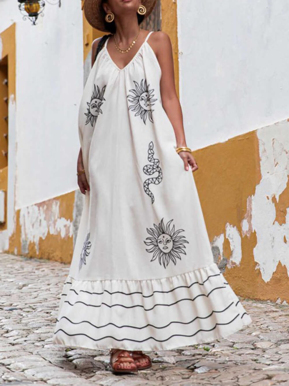 Stephanie | Unique Ethnic Under The Sun Printed V-Neck Dress