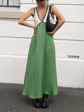 Kimberly | V-neck Contrasting Color Splicing Chic Dress