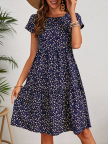Callista - Floral Crew Neck Dress