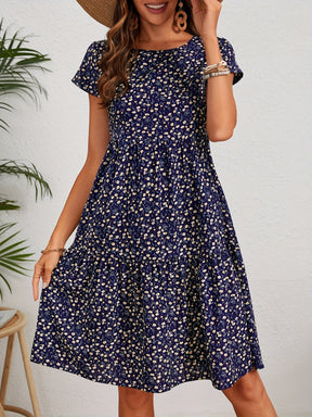 Callista - Floral Crew Neck Dress
