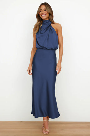 Elise | Elegant Satin Halter Dress – Graceful & Chic