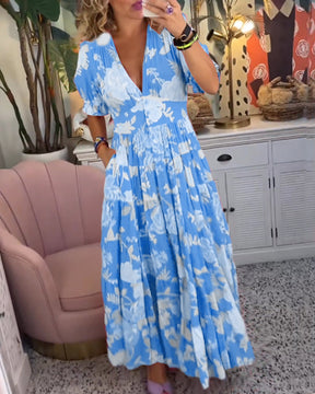 Adelaide - Floral Print V-neck Pocket Dress