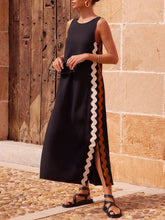 Melissa | Stripes Side Wave Embellished Side Slit Loose Dress