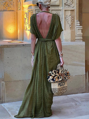 Tessa | Kimono Draped Braids Cover Up Slit Maxi Dress