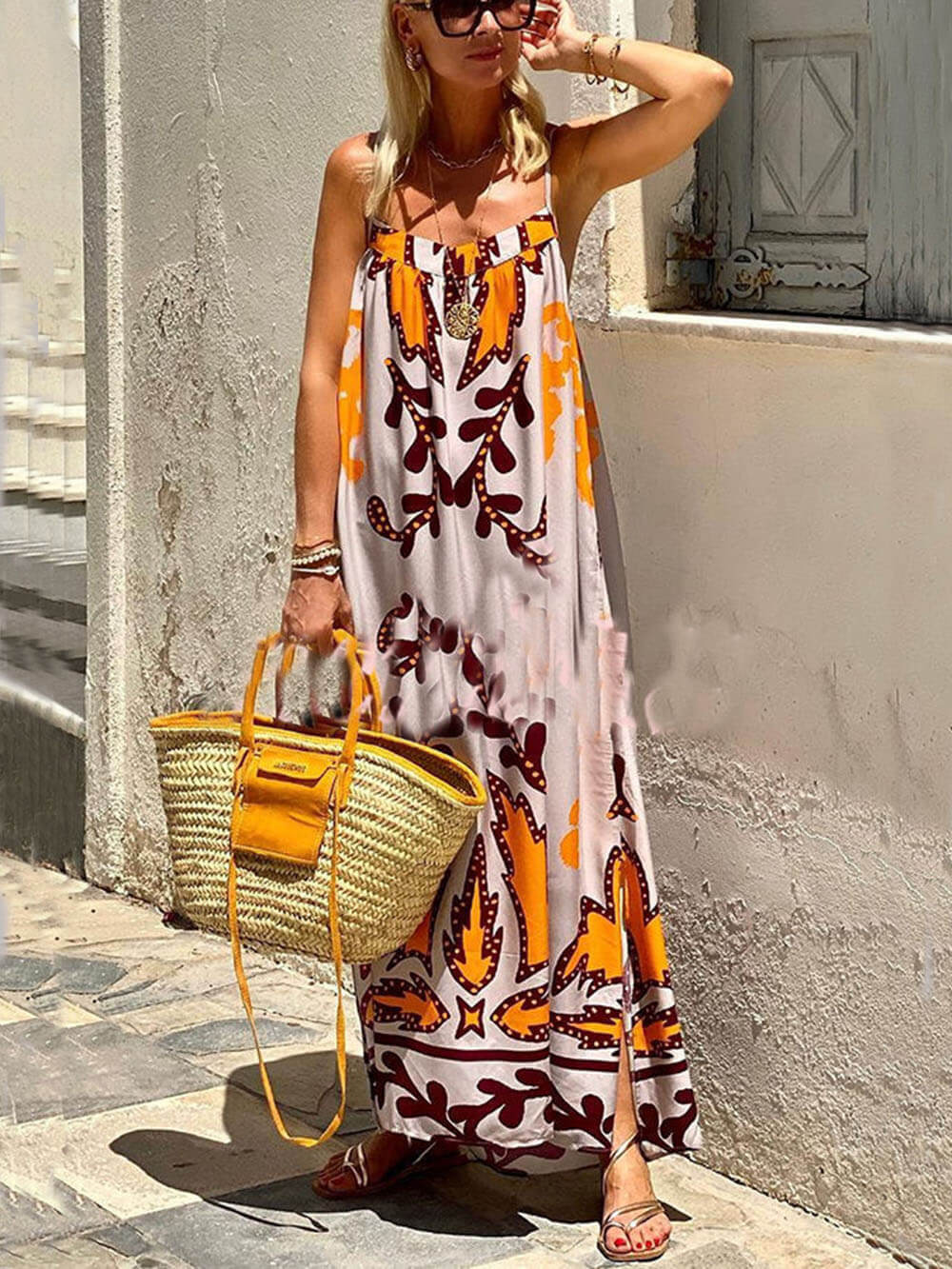 Michelle | Loose Ethnic Printed Cami Maxi Dress