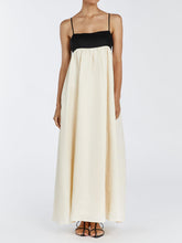 Diana | Black and White Loose Suspender Patchwork Maxi Dress