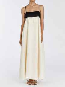 Diana | Black and White Loose Suspender Patchwork Maxi Dress