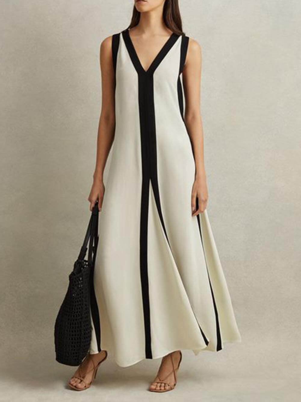 Remi | Colorblock Reversible Style A-Line Maxi Dress