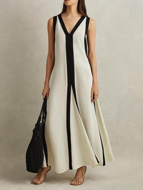 Remi | Colorblock Reversible Style A-Line Maxi Dress