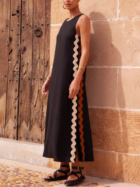 Melissa | Stripes Side Wave Embellished Side Slit Loose Dress