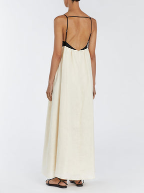 Diana | Black and White Loose Suspender Patchwork Maxi Dress