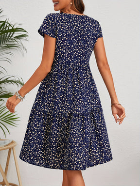 Callista - Floral Crew Neck Dress