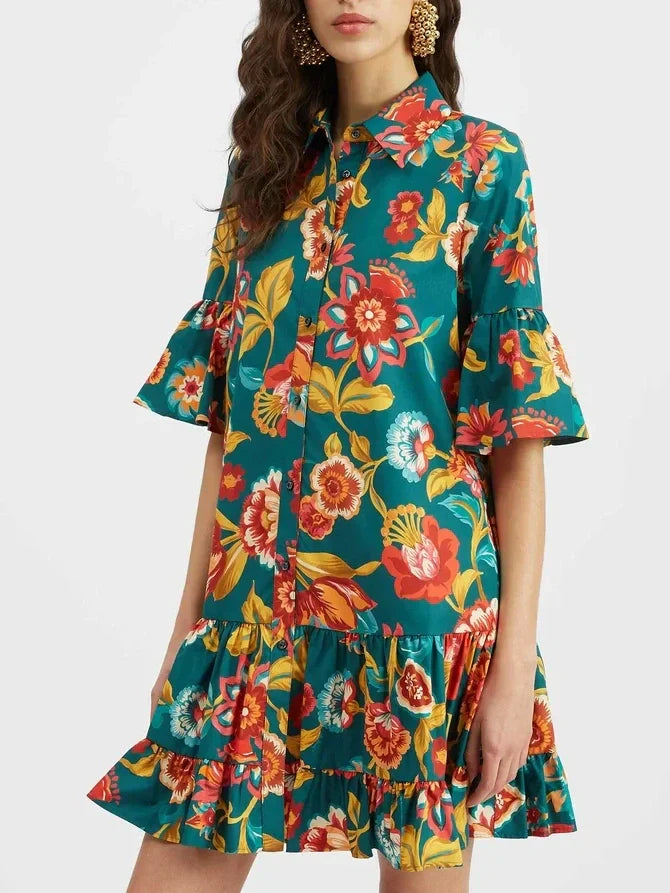 Stella | Unique Flora Print Mini Dress