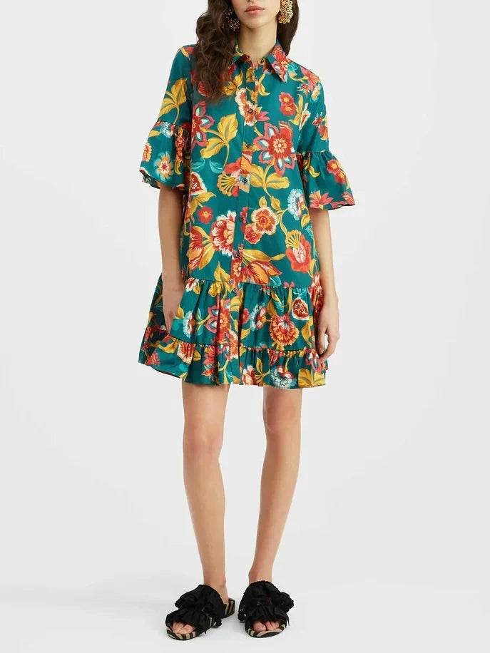 Stella | Unique Flora Print Mini Dress