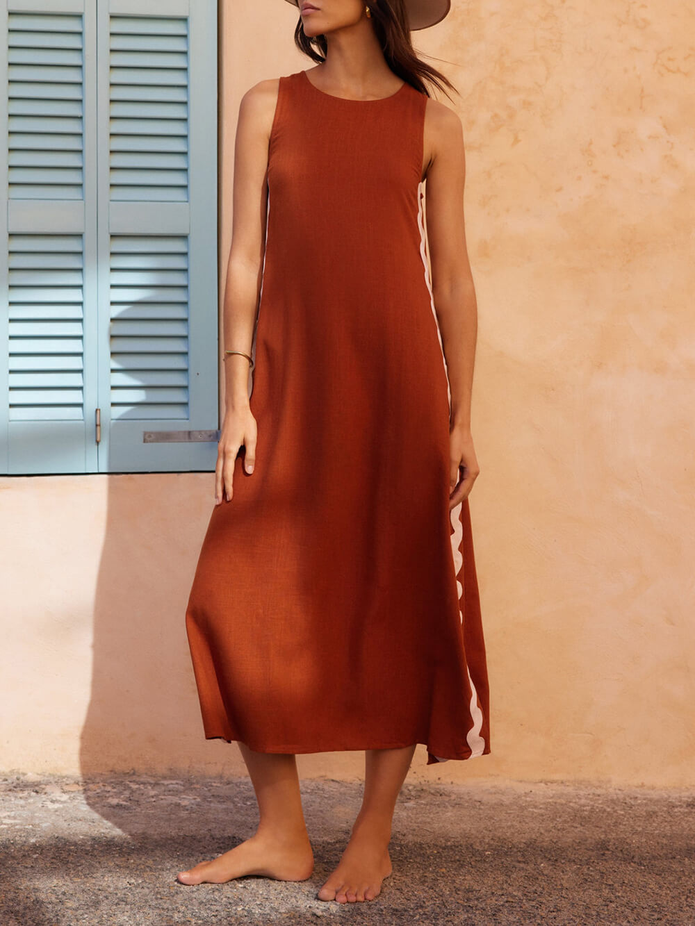 Melissa | Stripes Side Wave Embellished Side Slit Loose Dress