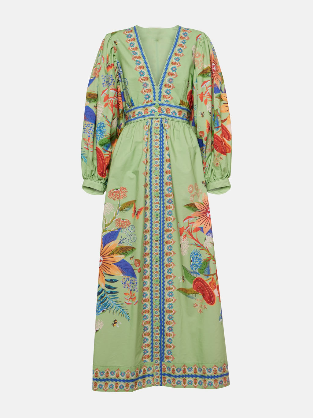 Phoebe | Delicate Floral V-Neck Single Breasted Midi Dress