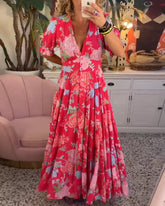 Adelaide - Floral Print V-neck Pocket Dress