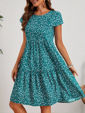 Callista - Floral Crew Neck Dress