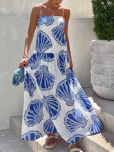 Gracelynn | Holiday Casual Ocean Shell Print Sling Maxi Dress
