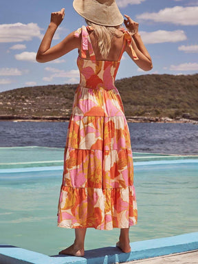 Hallie | Sleeveless Sea Charm Pleated Stretch Chest Print Cami Dress